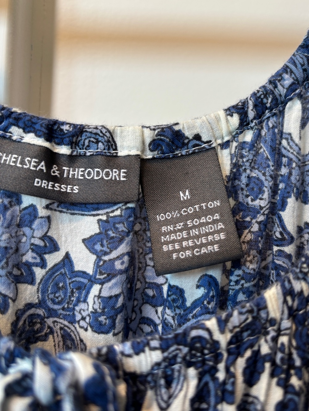 Chelsea & Theodore Blue and White Floral Midi Dress - Picture 4 of 4